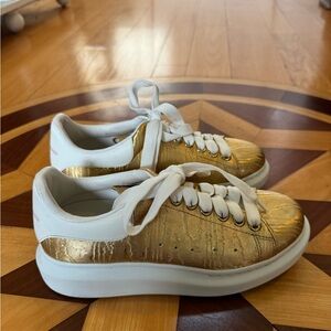 Alexander McQueen Gold Sneakers - Size 7.5